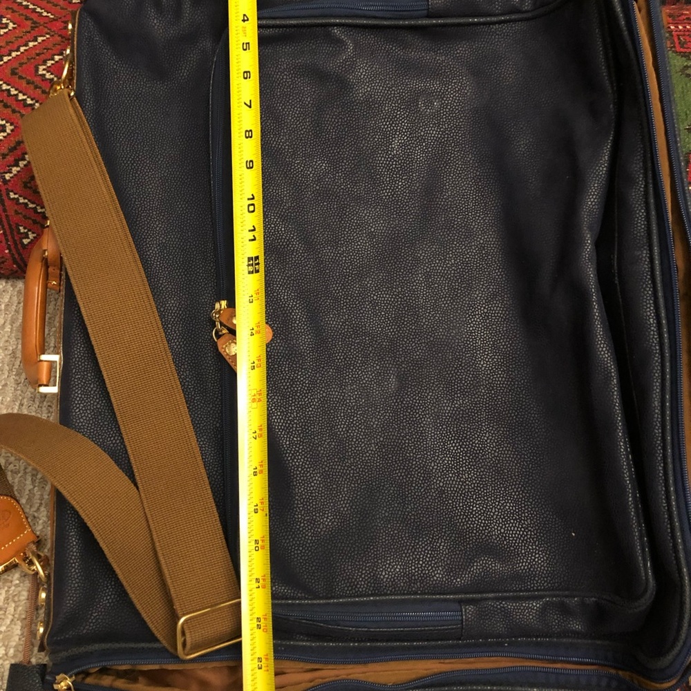 Bric's Navy Canvas Travel Bag with Tan Leather Trim - Picture 4 of 5